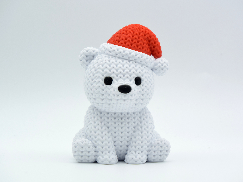 Urso polar de malha com chapéu de Papai Noel