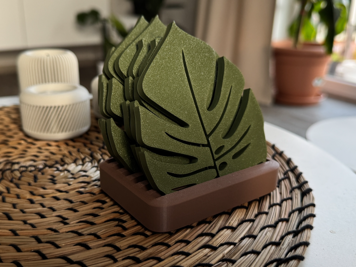 Porta-copos Folha de Monstera com Suporte